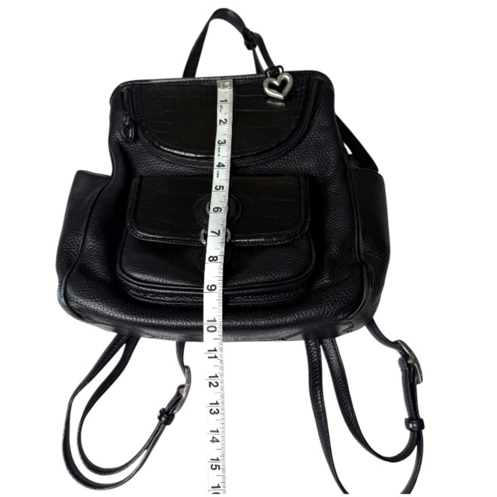 Brighton Donatella Leather Black Croc Embossed Backpack Purse Travel Work Bag - Picture 12 of 15